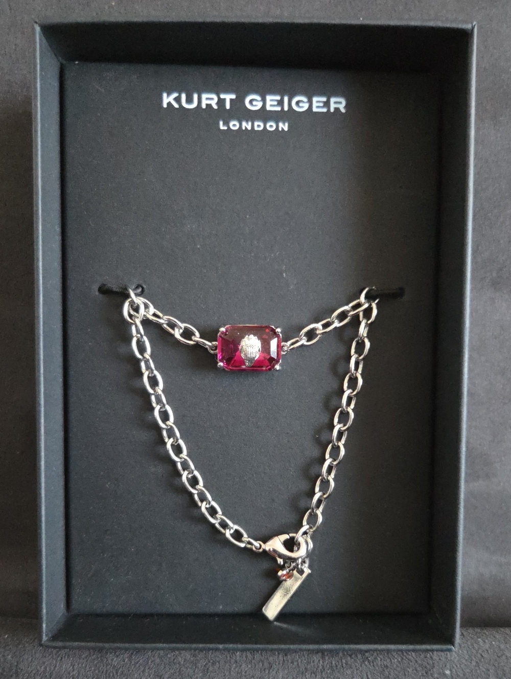 Kurt Geiger Emerald Cut Crystal Eagle's Head Chain Bracelet